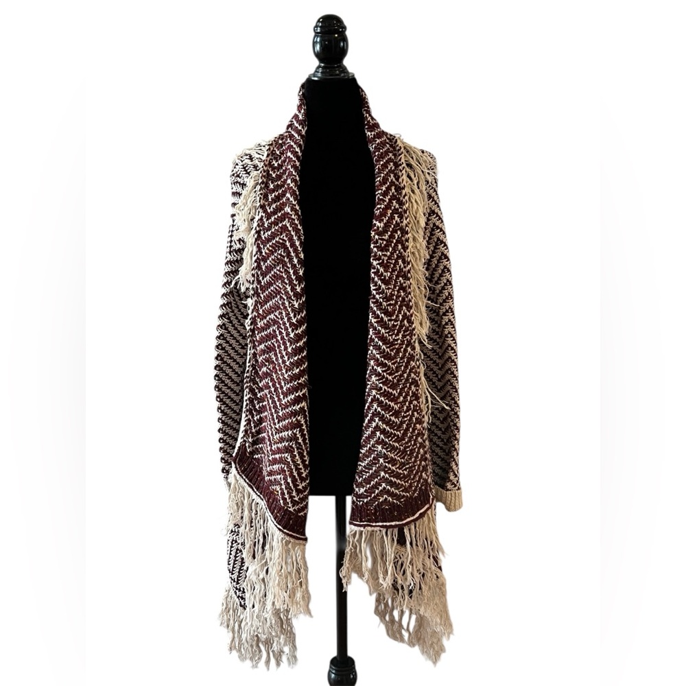 Janice Apparel Hi-Low Fringe Knit Cardigan Sweater | One Size | Boho | NWT